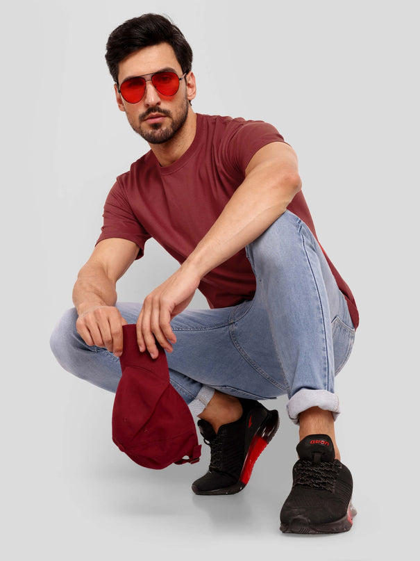 Men's Regular Solid T-Shirt - Maroon