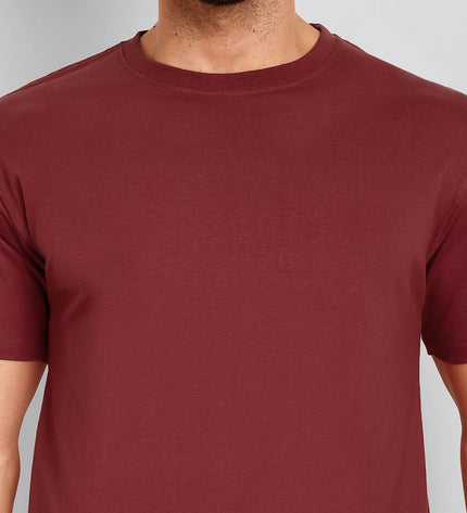 Unisex Regular Solid T-Shirt - Maroon