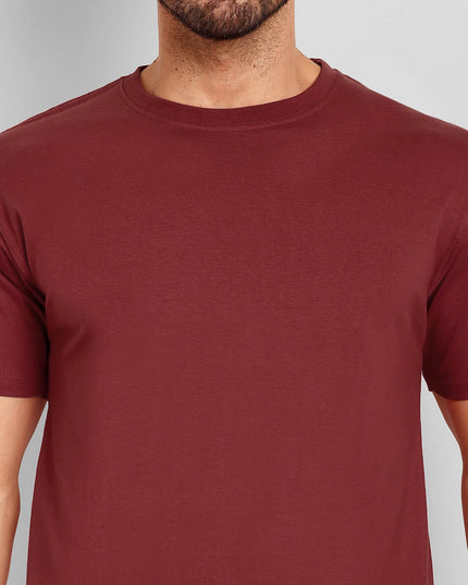 Men's Regular Solid T-Shirt - Maroon