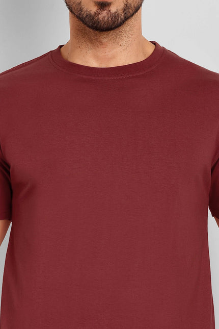 Men's Regular Solid T-Shirt - Maroon