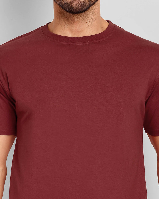 Men's Regular Solid T-Shirt - Maroon