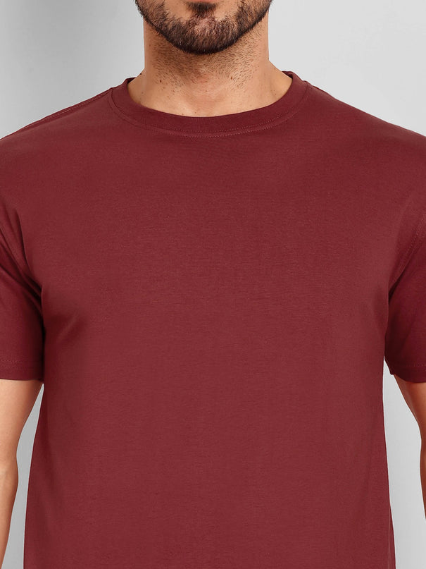 Men's Regular Solid T-Shirt - Maroon