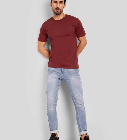 Unisex Regular Solid T-Shirt - Maroon