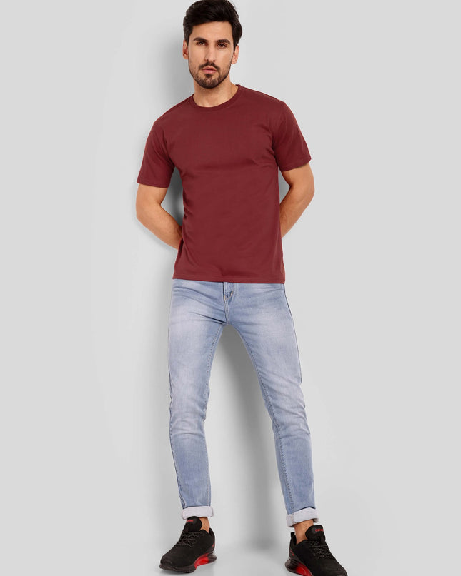 Men's Regular Solid T-Shirt - Maroon