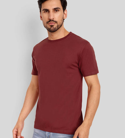Unisex Regular Solid T-Shirt - Maroon