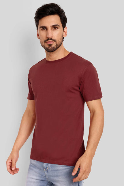 Men's Regular Solid T-Shirt - Maroon