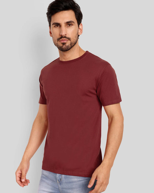 Men's Regular Solid T-Shirt - Maroon