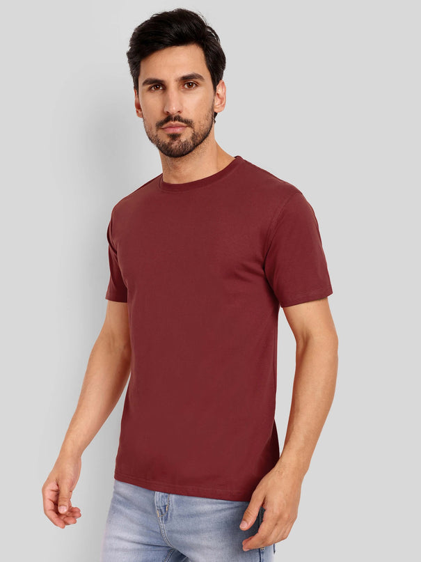 Men's Regular Solid T-Shirt - Maroon