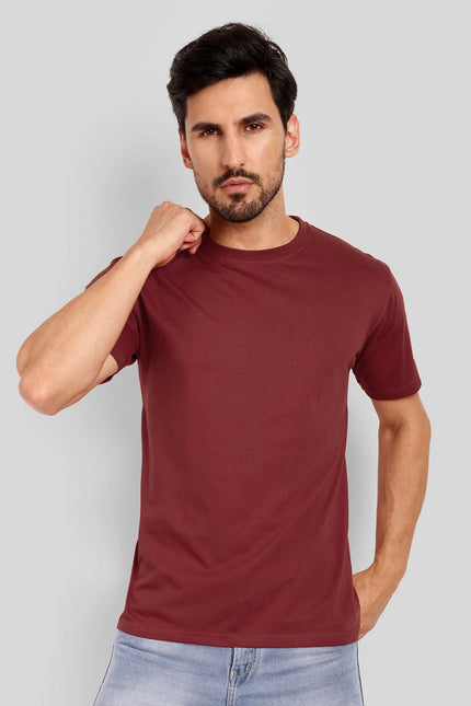 Men's Regular Solid T-Shirt - Maroon