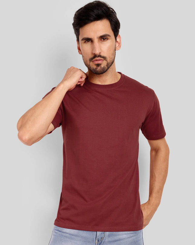 Men's Regular Solid T-Shirt - Maroon