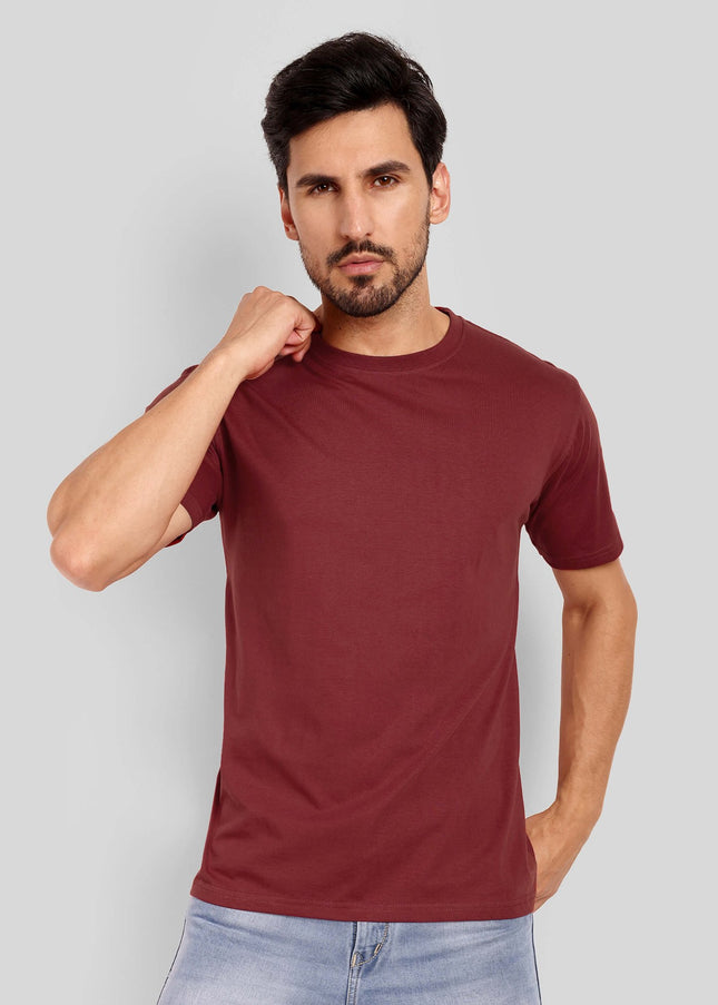 Men's Regular Solid T-Shirt - Maroon