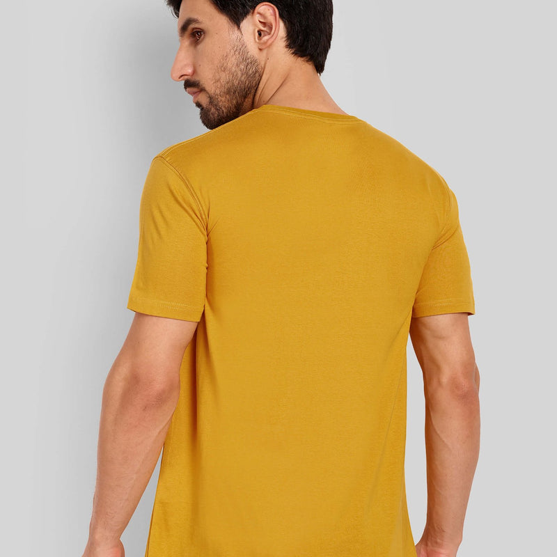 Men's Regular Solid T-Shirt - Mustard Yellow