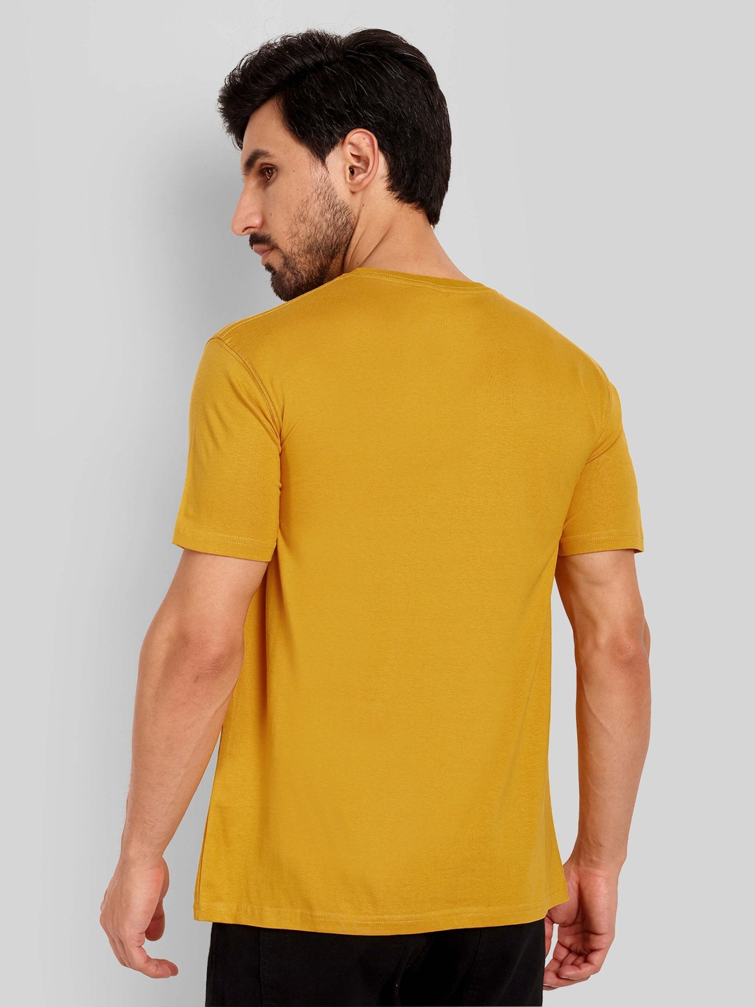 Men's Regular Solid T-Shirt - Mustard Yellow