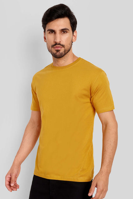 Men's Regular Solid T-Shirt - Mustard Yellow