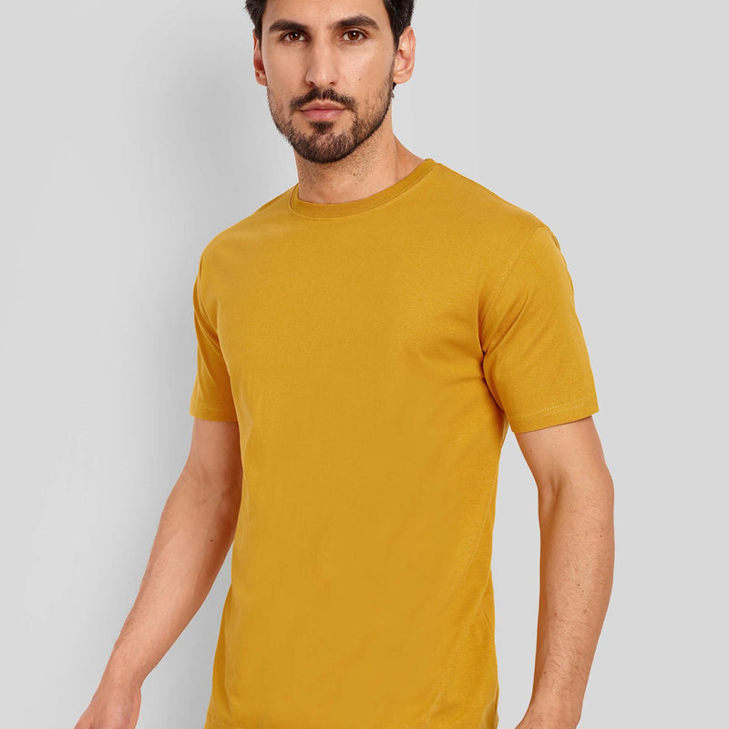 Men's Regular Solid T-Shirt - Mustard Yellow