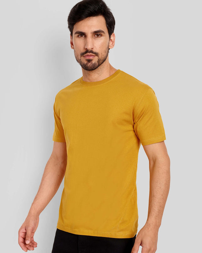 Men's Regular Solid T-Shirt - Mustard Yellow