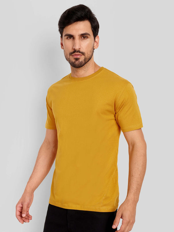 Men's Regular Solid T-Shirt - Mustard Yellow