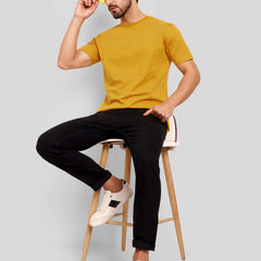 Men's Regular Solid T-Shirt - Mustard Yellow