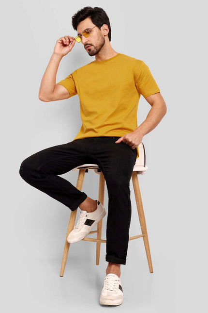 Men's Regular Solid T-Shirt - Mustard Yellow