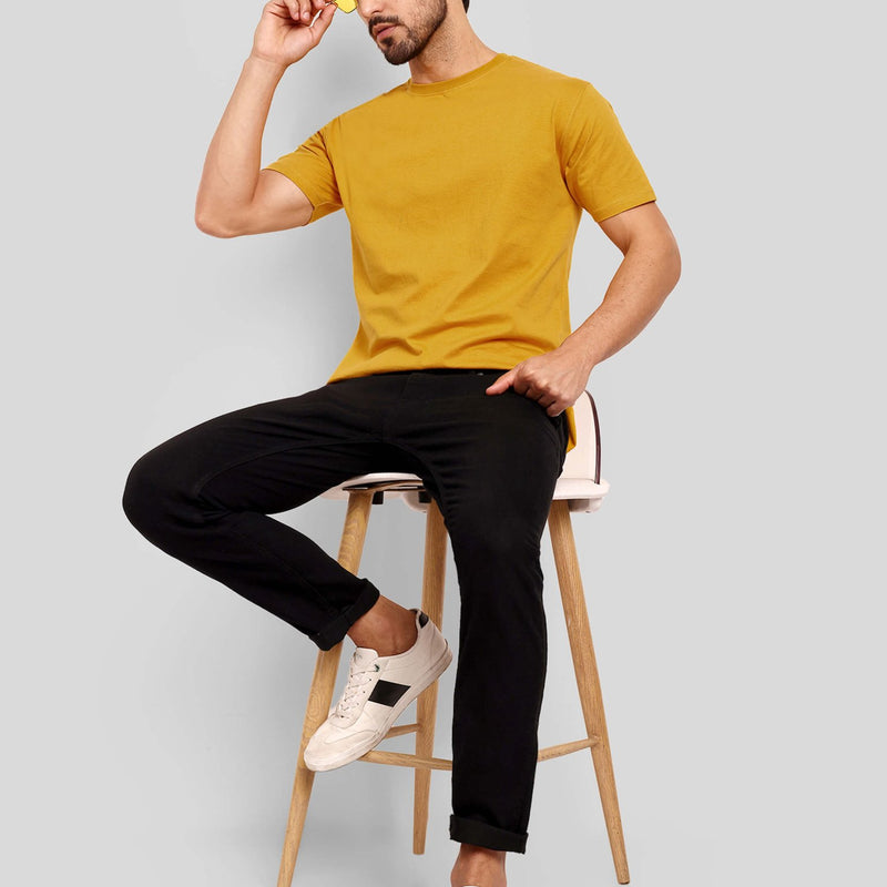 Men's Regular Solid T-Shirt - Mustard Yellow