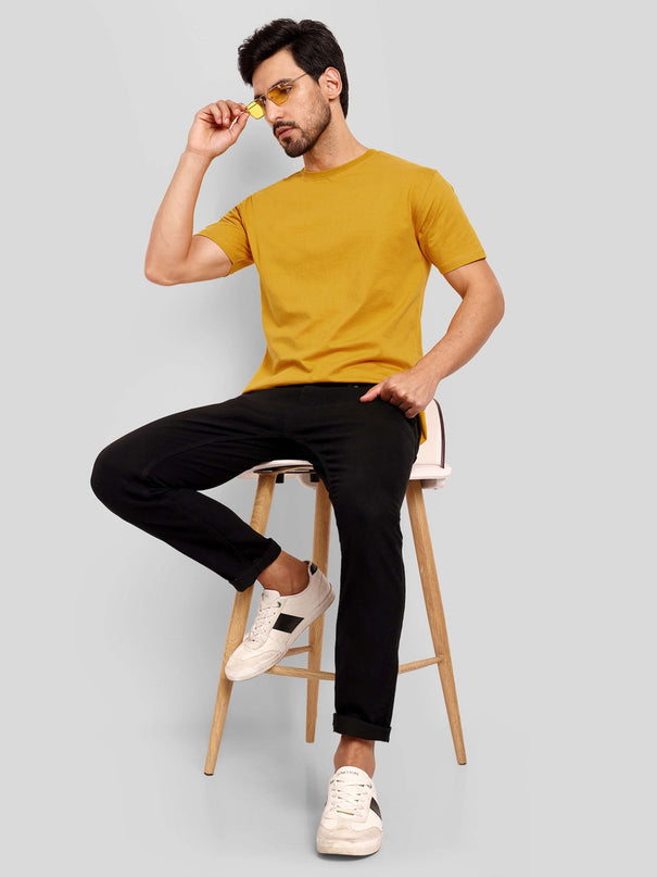 Men's Regular Solid T-Shirt - Mustard Yellow