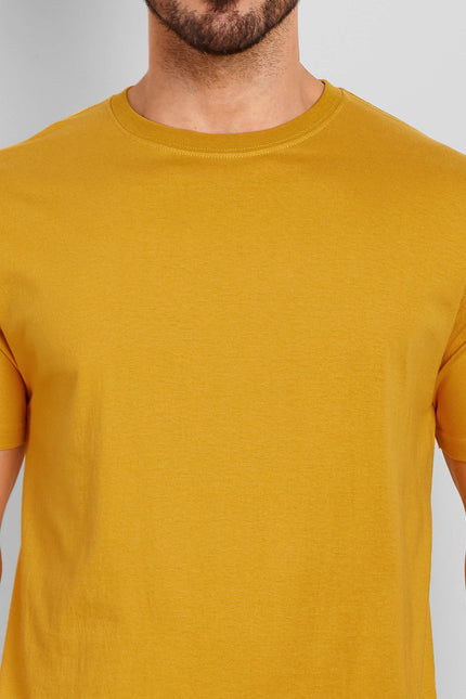 Men's Regular Solid T-Shirt - Mustard Yellow