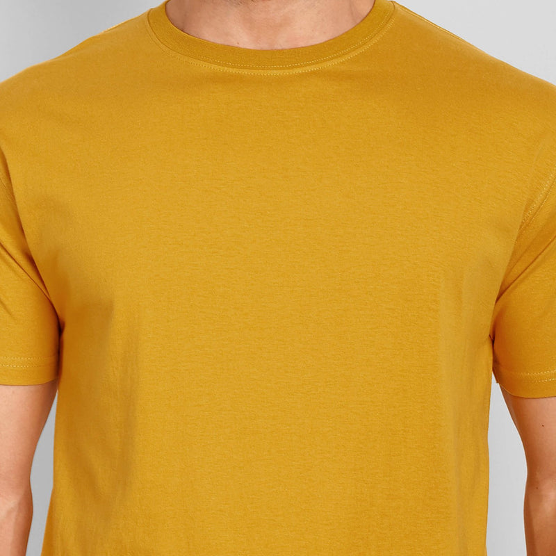 Men's Regular Solid T-Shirt - Mustard Yellow