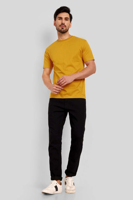 Men's Regular Solid T-Shirt - Mustard Yellow