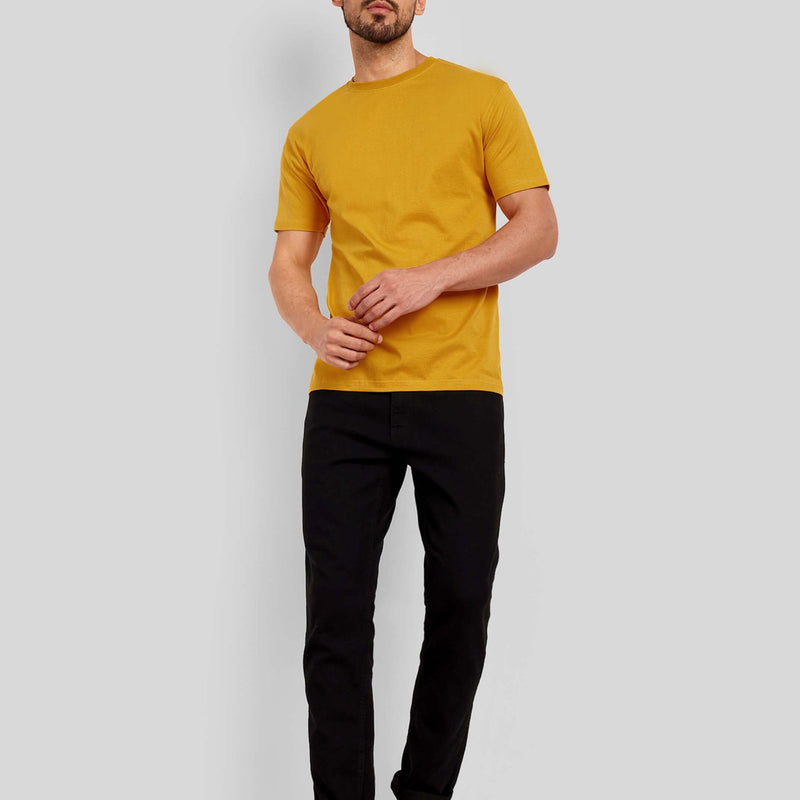 Men's Regular Solid T-Shirt - Mustard Yellow