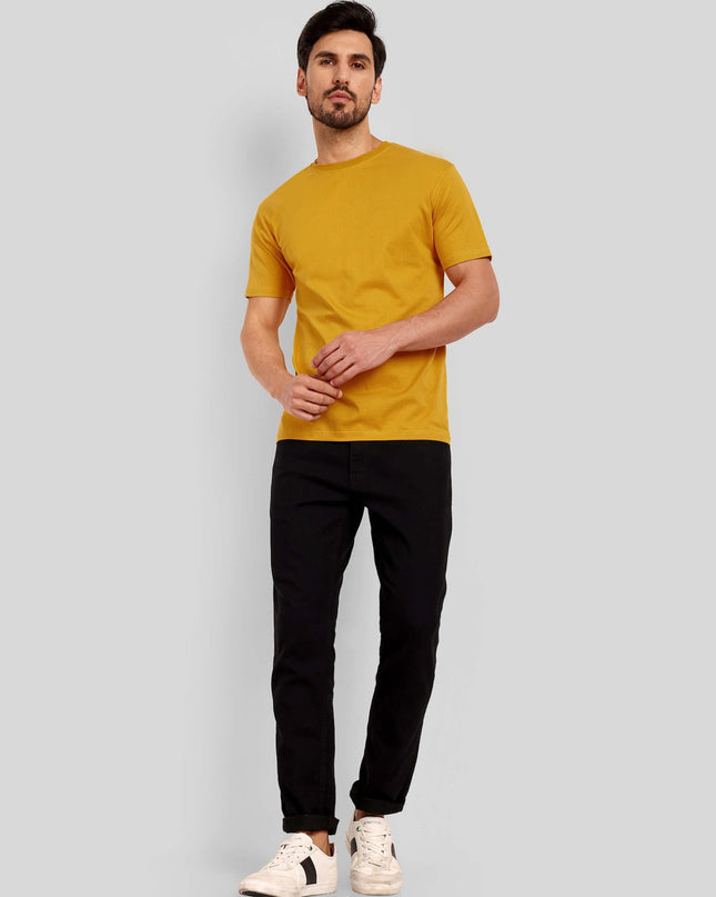 Men's Regular Solid T-Shirt - Mustard Yellow