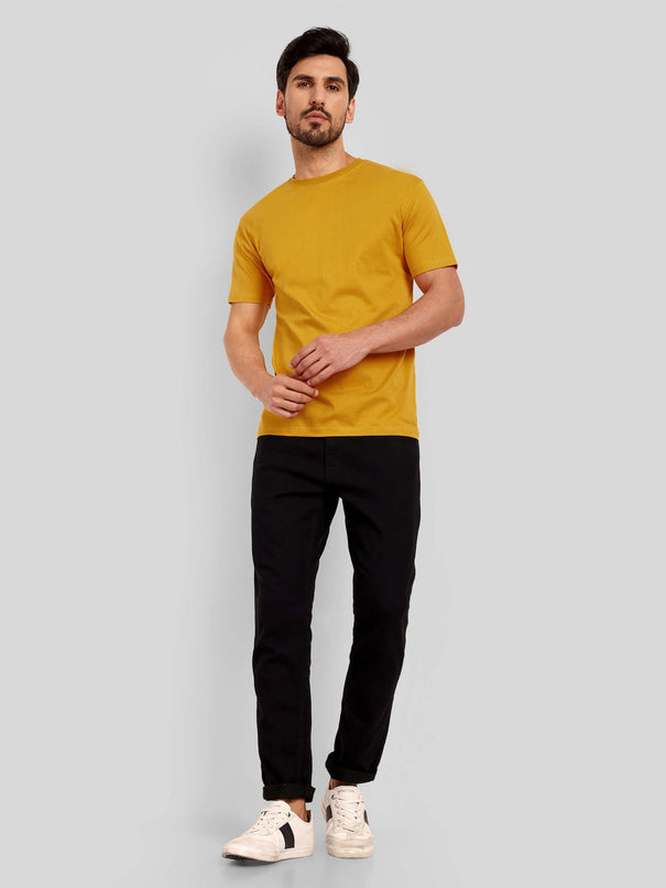 Men's Regular Solid T-Shirt - Mustard Yellow