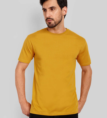 Unisex Regular Solid T-Shirt - Mustard Yellow