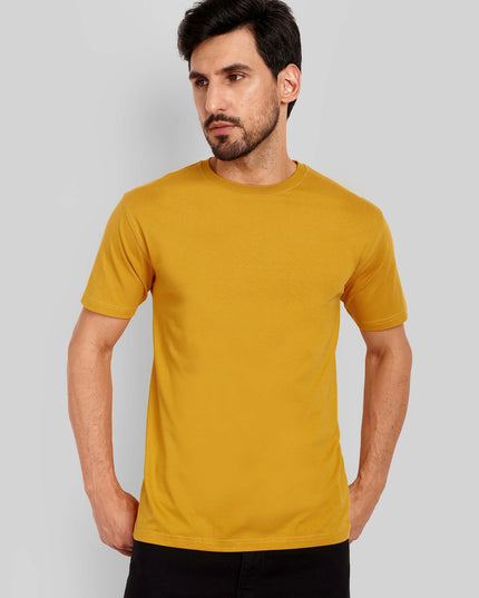 Men's Regular Solid T-Shirt - Mustard Yellow