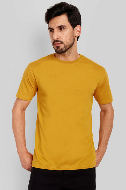 Men's Regular Solid T-Shirt - Mustard Yellow