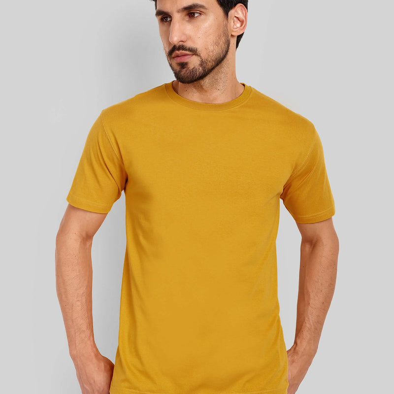 Men's Regular Solid T-Shirt - Mustard Yellow