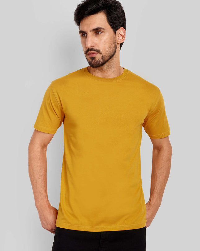 Men's Regular Solid T-Shirt - Mustard Yellow