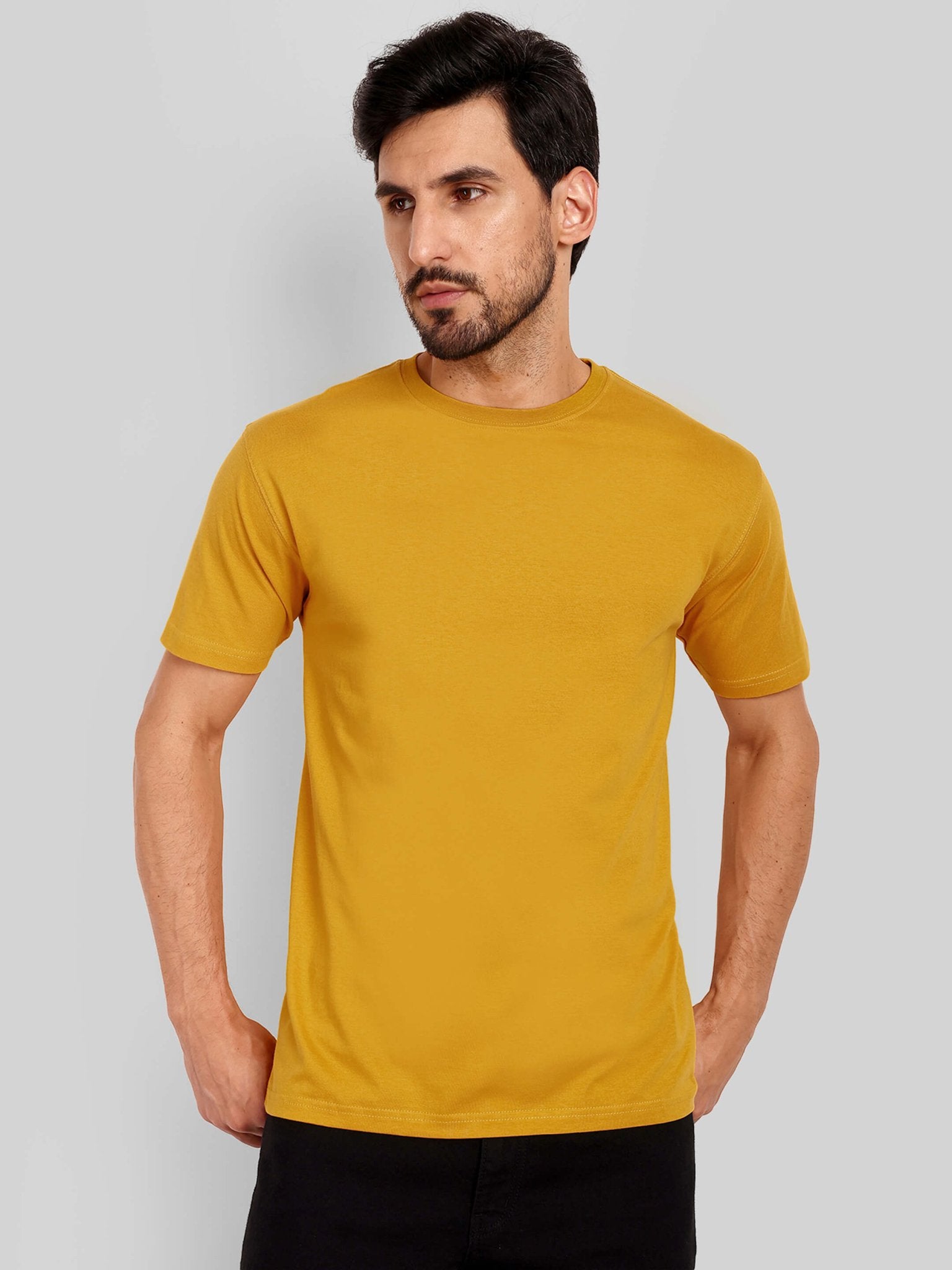 Men's Regular Solid T-Shirt - Mustard Yellow