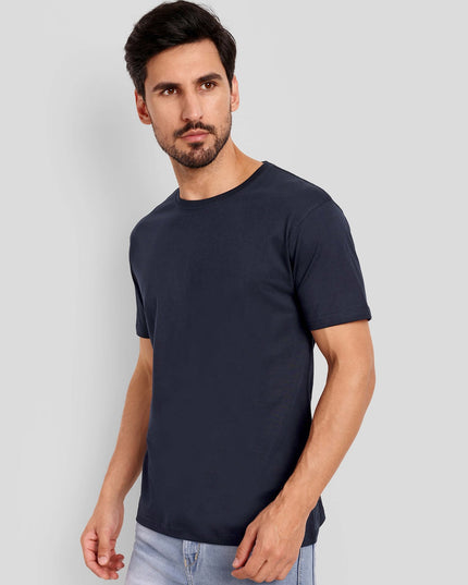Men's Regular Solid T-Shirt - Navy Blue