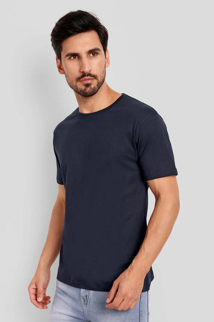 Men's Regular Solid T-Shirt - Navy Blue