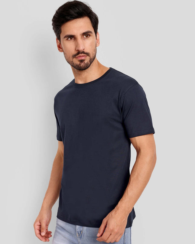 Men's Regular Solid T-Shirt - Navy Blue