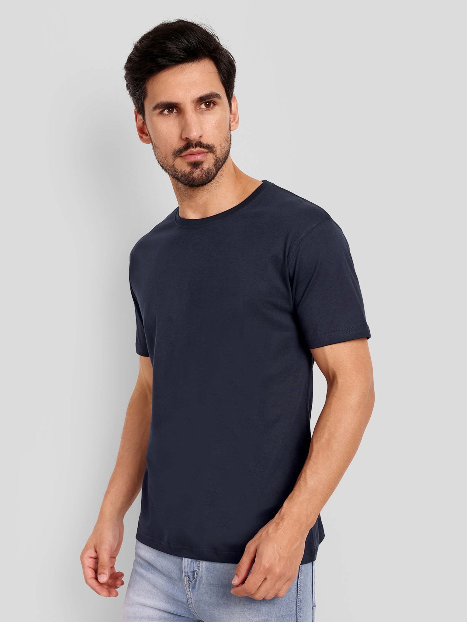 Men's Regular Solid T-Shirt - Navy Blue