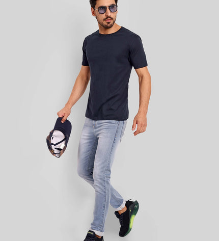 Unisex Regular Solid T-Shirt - Navy Blue