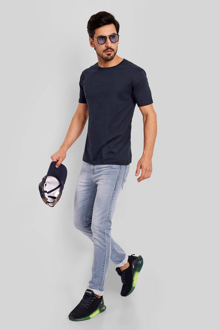 Men's Regular Solid T-Shirt - Navy Blue