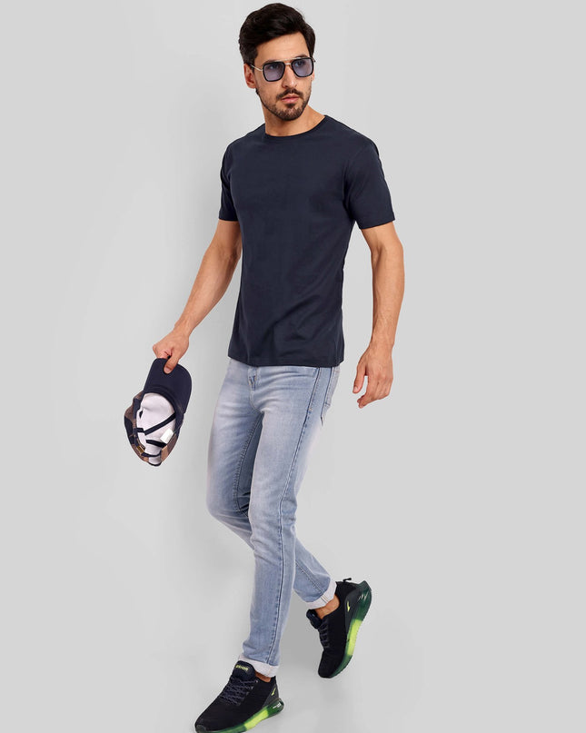 Men's Regular Solid T-Shirt - Navy Blue