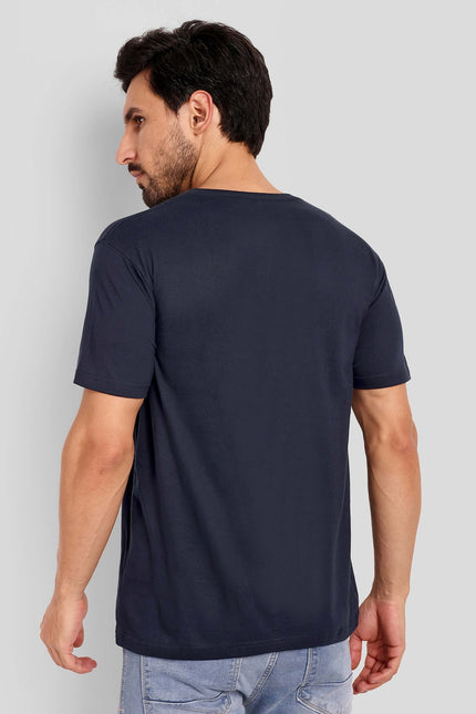 Men's Regular Solid T-Shirt - Navy Blue