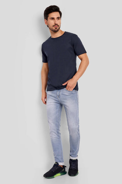 Men's Regular Solid T-Shirt - Navy Blue