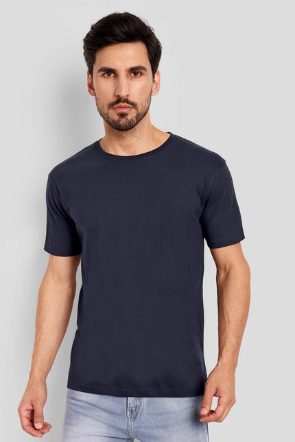Men's Regular Solid T-Shirt - Navy Blue
