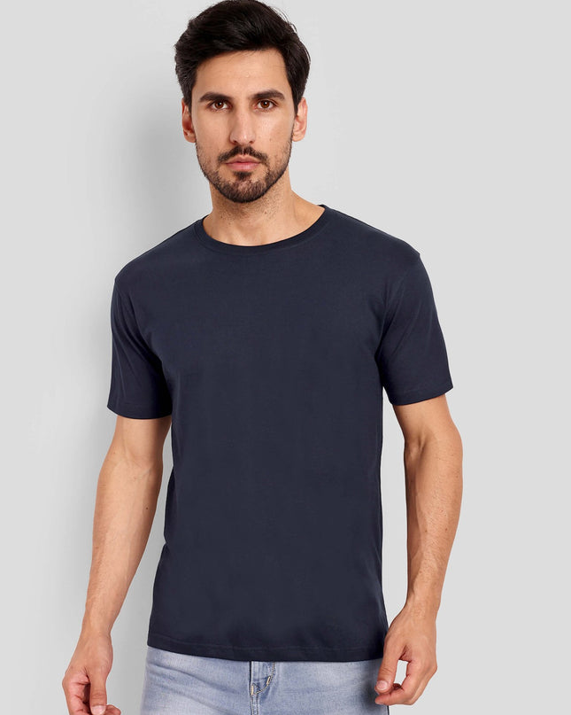 Men's Regular Solid T-Shirt - Navy Blue
