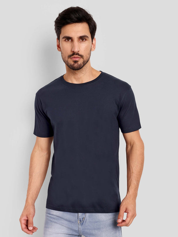 Men's Regular Solid T-Shirt - Navy Blue