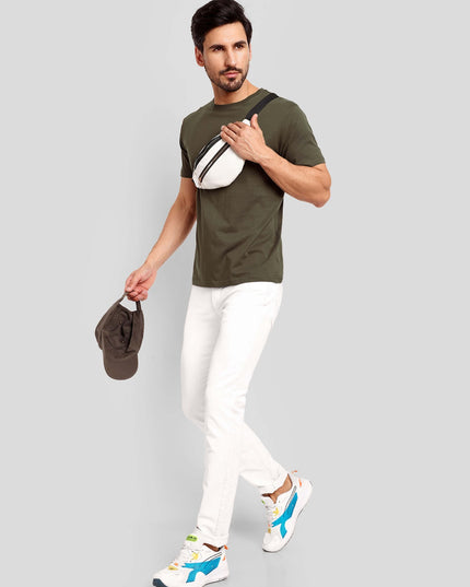 Men's Regular Solid T-Shirt - Olive Green